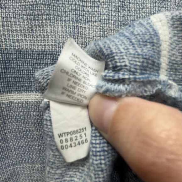 J Jill Pure Top Womens Large Blue Striped Linen Cotton 3/4 Sleeve Pockets - Picture 8 of 10